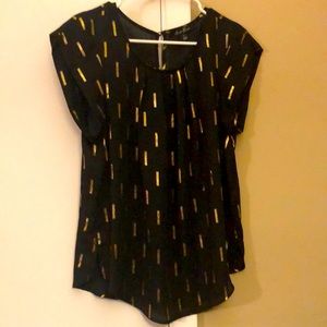 Alice Blue- Black and gold blouse Sz L